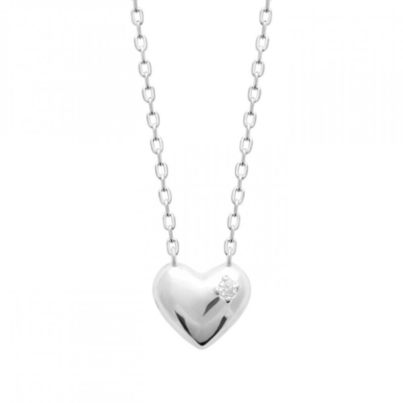 Collier coeur argent massif 925 anti-noircissement avec oxydes de zirconium brillants