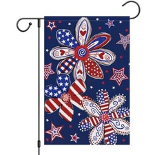 4th of July Patriotic Garden Flag 12x18 Inch Double Sided Burlap, Memorial Day
