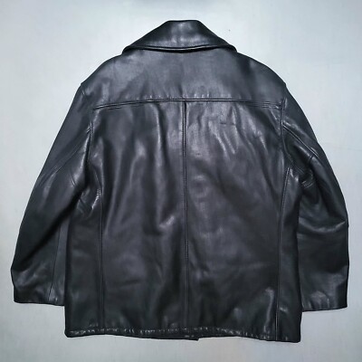 SCHOTT LEATHER PEACOAT 740N Motorcycle Jacket BLACK USA Sz 48 MSRP
