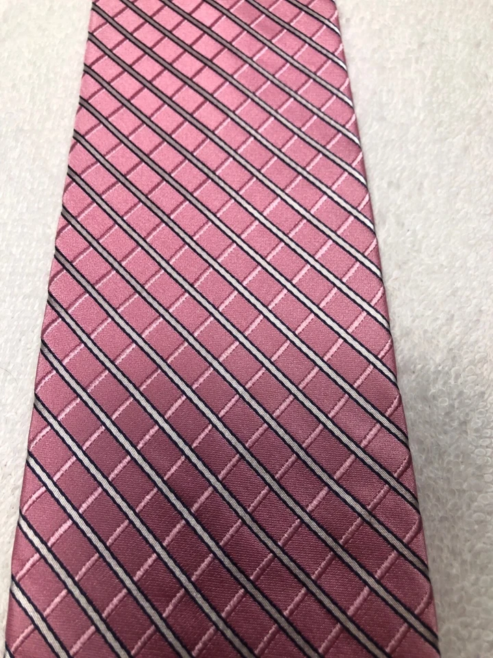 TOMMY HILFIGER МУЖСКОЙ ГАЛСТУК РОЗОВЫЙ С БЕЛЫЙ 3,75 X 59 - Изображение 3 из 4