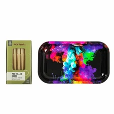 SKY HIGH King Size Natural Hemp Rolling Cones W/Rolling Tray & Cone Filler 10p