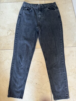 Topshop Vintage MOTO MOM Grey DENIM TAPERED JEANS SIZE