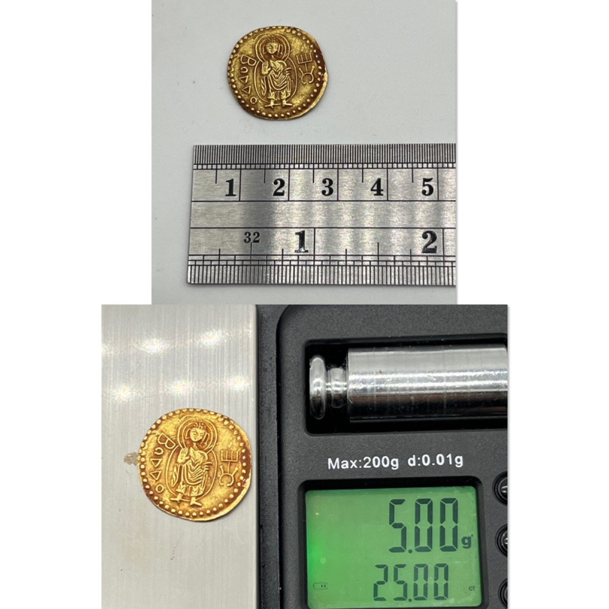Authentic Kushan Kanishka I Buddha 1/2dinar SoLiD 20K GOLD COIN