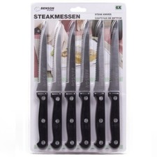 COLTELLI DA BISTECCA SET da 6 / 12 CARNE TAVOLA CUCINA LAMA SEGHETTATA ACCIAIO