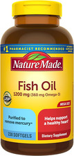 Nature Made Fish Oil 1200 mg Softgels, Omega 3 Supplements, for Healthy Heart