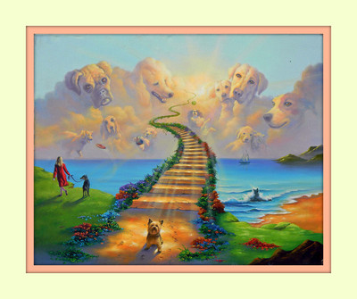 Rainbow Bridge Stairway to Heaven 11x14 Matd 8x10 Print Dog Memorial Boxer 