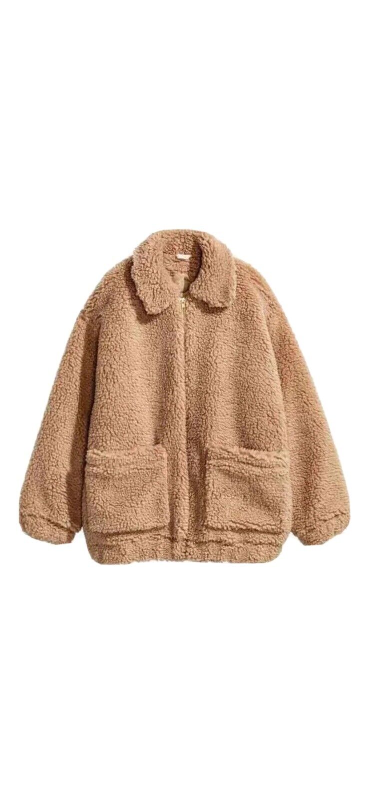 H&M Short Pile Teddy Coat Size 4 - Gem