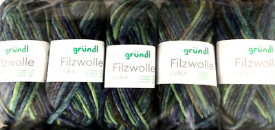 (kg/48 ) Filzwolle color Gründl 5x50g Fb.22 grün-dunkelblau strickfilzen Puschen