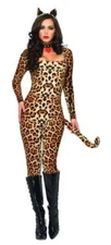 Sexy Cougar Adult Costume Leopard Print Cat Suit Cosplay Halloween 