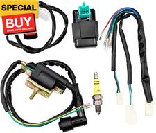 Wiring Loom Magneto Ignition Coil CDI Kill Switch Spark Plug Kits for 50cc 70cc