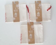 3 Pack Christmas Gift Sack Tote Bag with Gift Tag White Santa's Workshop 15"x18"