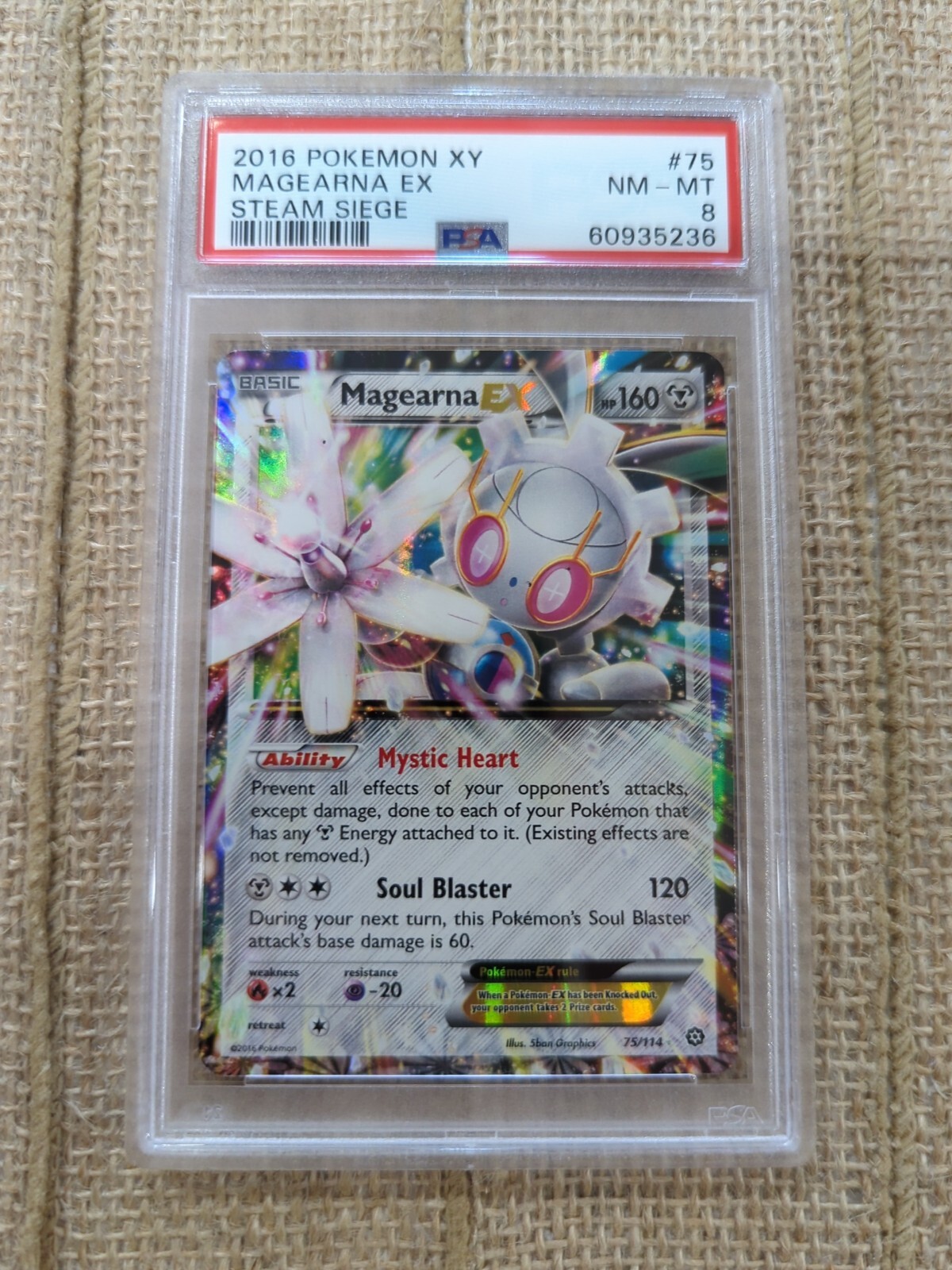 PSA 8 Graded 2016 Pokemon XY Magearna EX Steam Siege #75