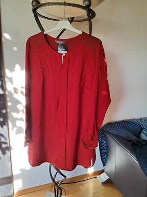 Ulla Popken Damen lange Bluse , Gr 42/44 ,Dunklrot Neu !