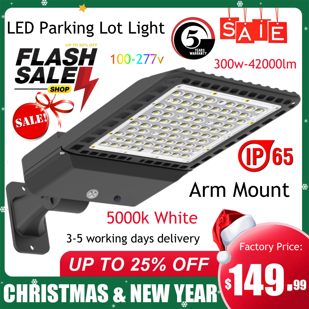 US 300W LED Parking Lot Light Commercial Shoebox Pole Light Fixture Dusk To Dawn