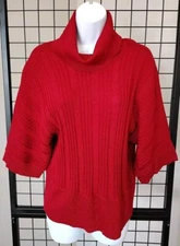 Adrienne Vittadini Sparkle Sweater Woman's Small Stretch Red Cowl Neck Pullover 