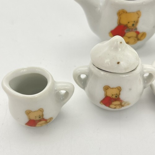 VTG Battat Teddy Bear 7 pc Miniature Porcelain Tea Set Cups Saucers Pot Creamer - Picture 10 of 12