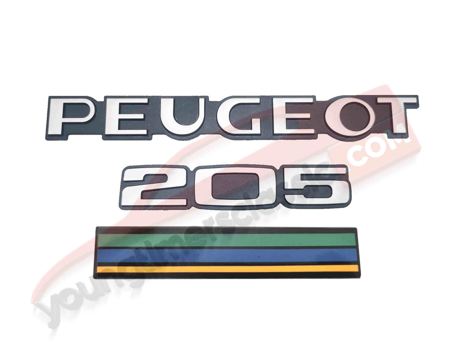 Logo Peugeot 205 Junior vert bleu jaune premium finition d'époque