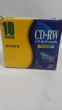 10 Pack Sony CD RW Rewritable Discs 650 MB 1X2X 4X CD-RW650