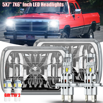 Pair 5x7'' 7x6'' inch LED Headlights Hi/Lo Beam For Dodge D150 D250 D350 Ram 50 H4