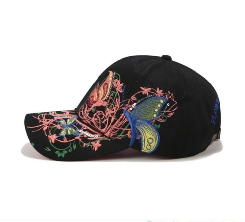 Nuevo Mujeres Niñas Gorra de Béisbol Bordado Flor Mariposa Snapback Sombrero Gorra Informal - Imagen 2 de 24
