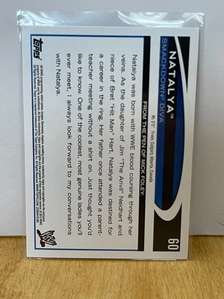 2012 Topps WWE Natalya 60 Divas Pro Wrestling Card - Image 2 of 2