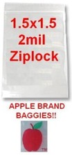 1000 APPLE BRAND BAGS 1.5x1.5 CLEAR RESEALABLE 1,000 baggies 1.5"x1.5" 1515