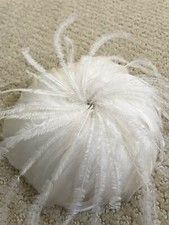 NEW White Real Ostrich Feather Brooch Pin Round 6"