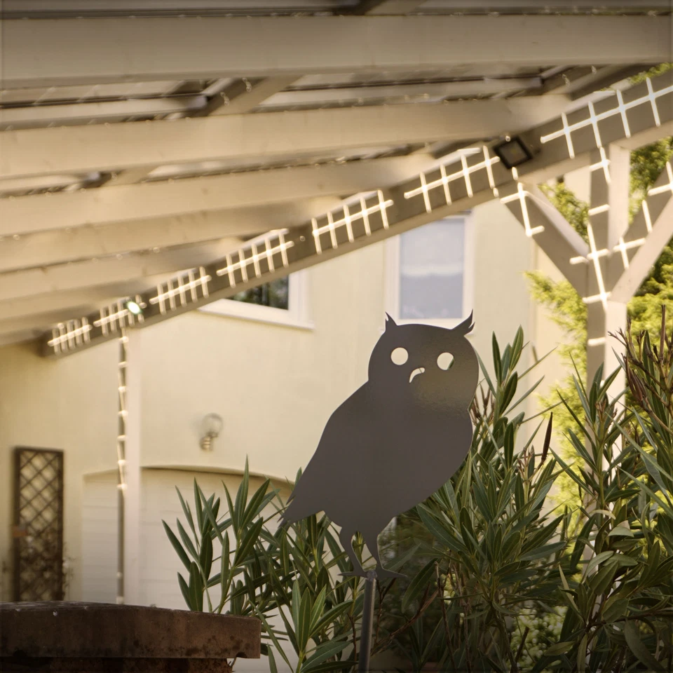 Garten deko Grau Beet Pflanz Stecker Eule klein Erd SpieÃŸ Stange Stahl Vogel - Bild 2 von 2