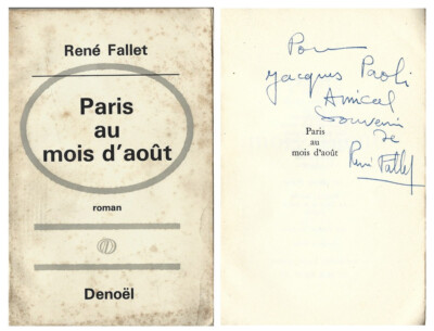 EO 1964 SP + WIDMUNG von RENÉ FALLET AN JACQUES PAOLI: PARIS IM AUGUST