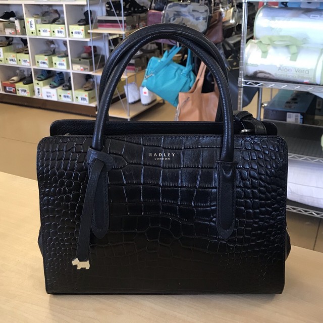 RADLEY London Liverpool Street Black Croc Embossed Leather Satchel eBay