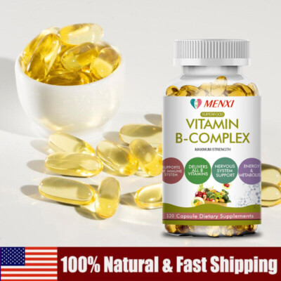 Vitamin B Complex Capsules B1 B2 B3 B5 B6 B7 B9 B12 General Wellness Supplements