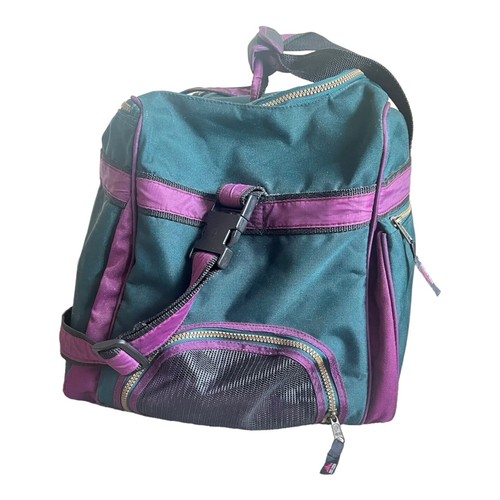 Vintage High Sierra Duffle Holdall Carry Bag Green Purple Travel Luggage - Picture 9 of 12