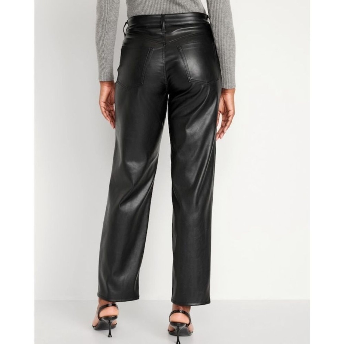 NWT Old Navy High Waisted OG Loose Faux Leather Pants in Black