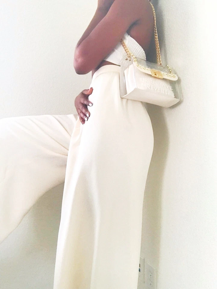 Pantalones de seda Palazzo Gaucho vintage años 80 Carolina Herrera acampanados pierna ancha