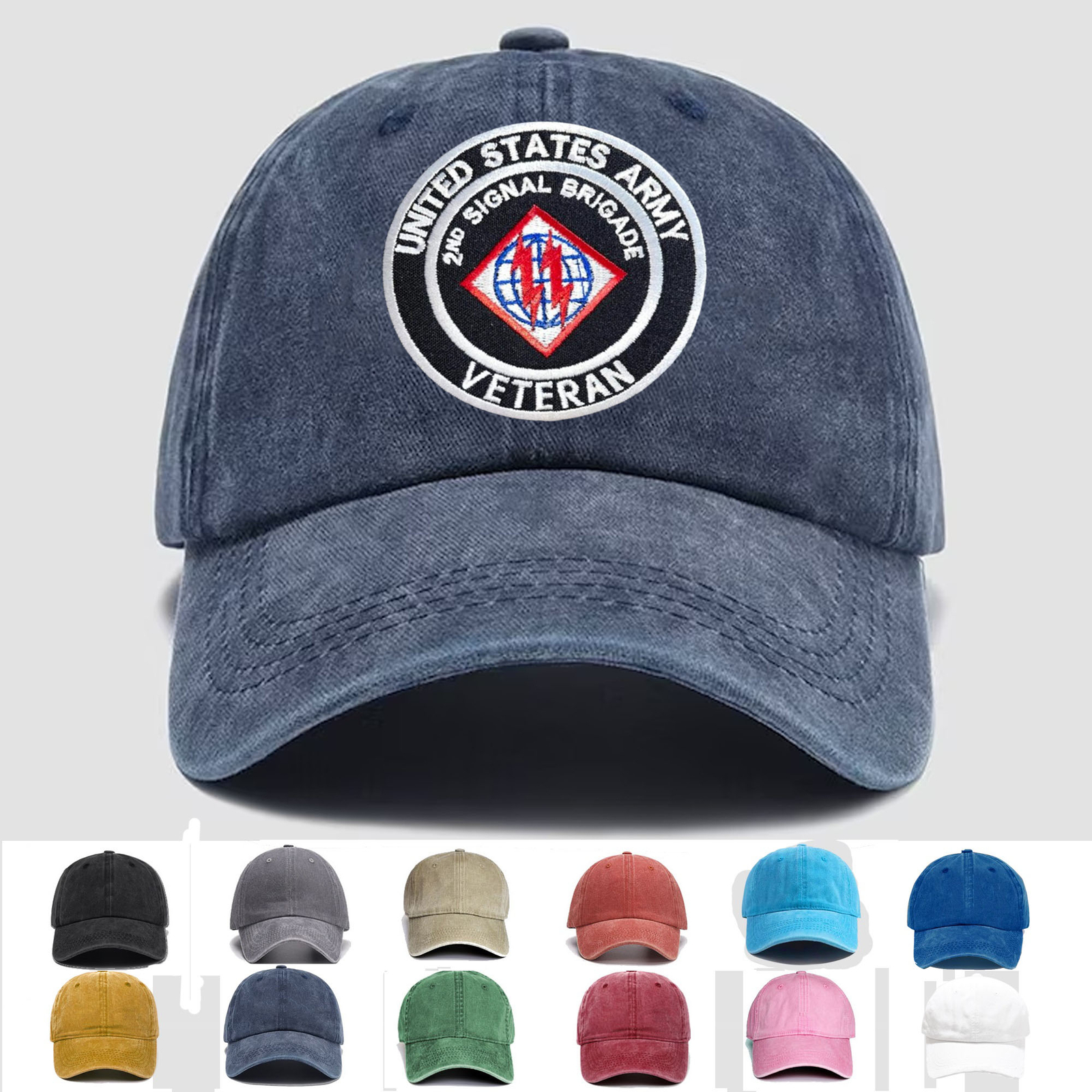 Custom Embroidered Hat US Army 2nd Signal Brigade Veteran, Trucker Hat, Gift