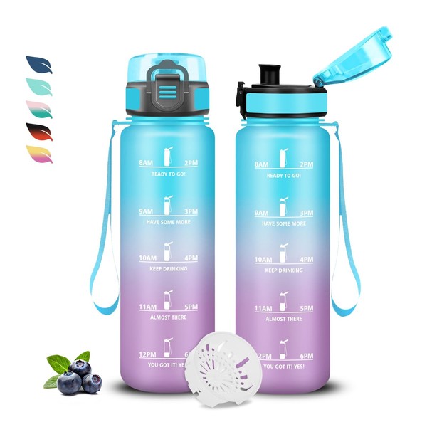 Trinkflasche Kinder 500Ml KohlensäUregeeignet Mit Zeitmarkierung, Bpa-Frei-image