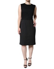 Dolce & Gabbana Black Cotton Sheath Knee Length Women's Dress Authentic