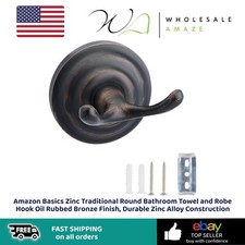 Amazon Basics Zinc Traditional Round Bathroom Towel and Robe Hook Oil Rubbed
