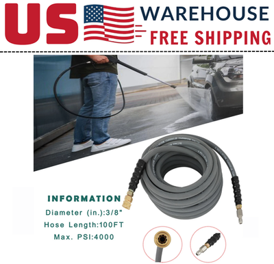 #ad #ad Stealth 3 8quot; x 100ft Pressure Washer Hose 4000 PSI Gray Non Marking with Coupler $109.00