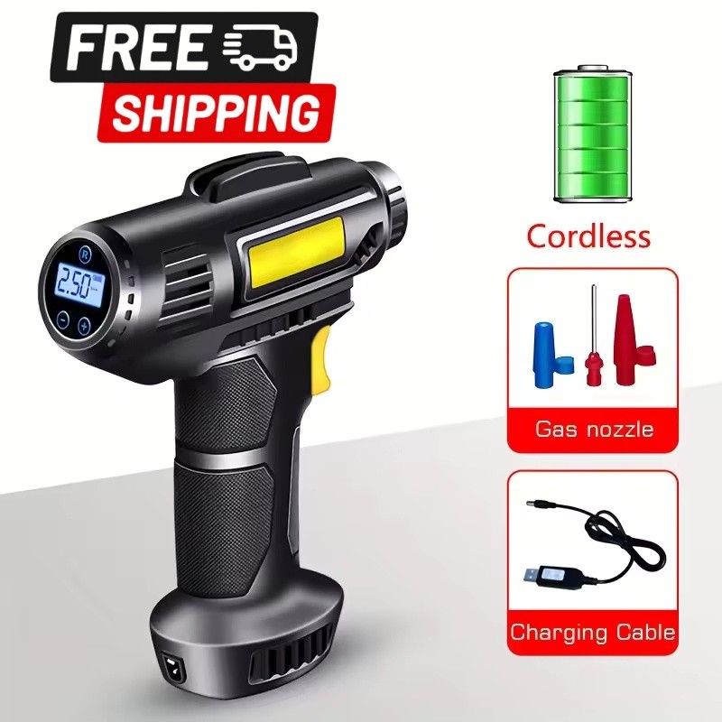 Portable Wireless Air Compressor – LCD Tire Inflator for Car, Bike & Balls