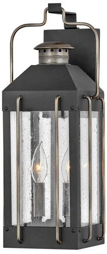 Fitzgerald 18 1/2" High Textured Black Outdoor Wall Light - Picture 1 of 9