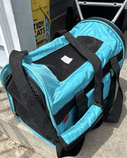 Blue Soft-Sided Pet Carrier Travel Crate Tote w/ Mesh Panels Handles S