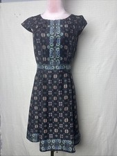 J Crew Silk Cap Sleeve Dress in Mirrored Floral - Size 2- Black Multi Colors