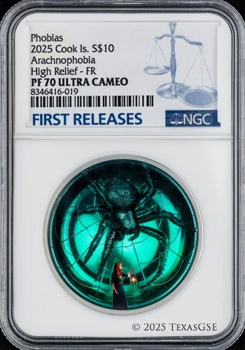 2025 Cook Islands Silver 2oz $10 Arachnophobia NGC PF70 First Release