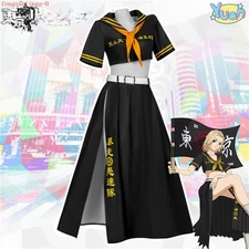 Anime Tokyo Revengers Manjiro Sano Women Cosplay Costume Top Skirt Belt Full Set