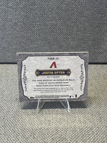 2012 Topps Five Star Justin Upton Relic Auto Game Used Jersey Patch /97 #FSAR-JU - Picture 2 of 3