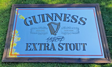 STUNNING ORIGINAL VINTAGE GUINNESS MIRROR IN WOODEN FRAME