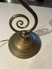 Signed!  Reverse Painted Glass & Metal Table Lamp. Antique Brass Bell Shade — photo 5