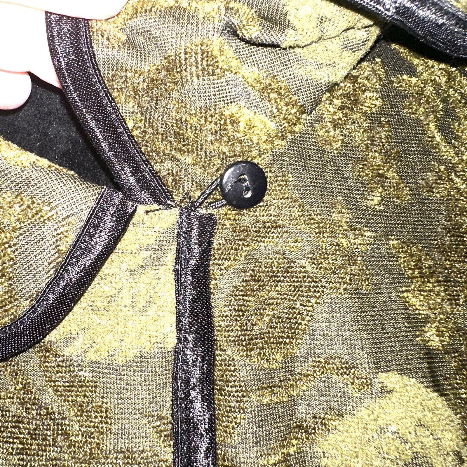 Vue Point Vtg Green Leaf Print Jacket Size M Pete… - image 10