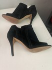 Women’s Size 7M Open Toe Suede Black Heels With Side Zipper — photo 4